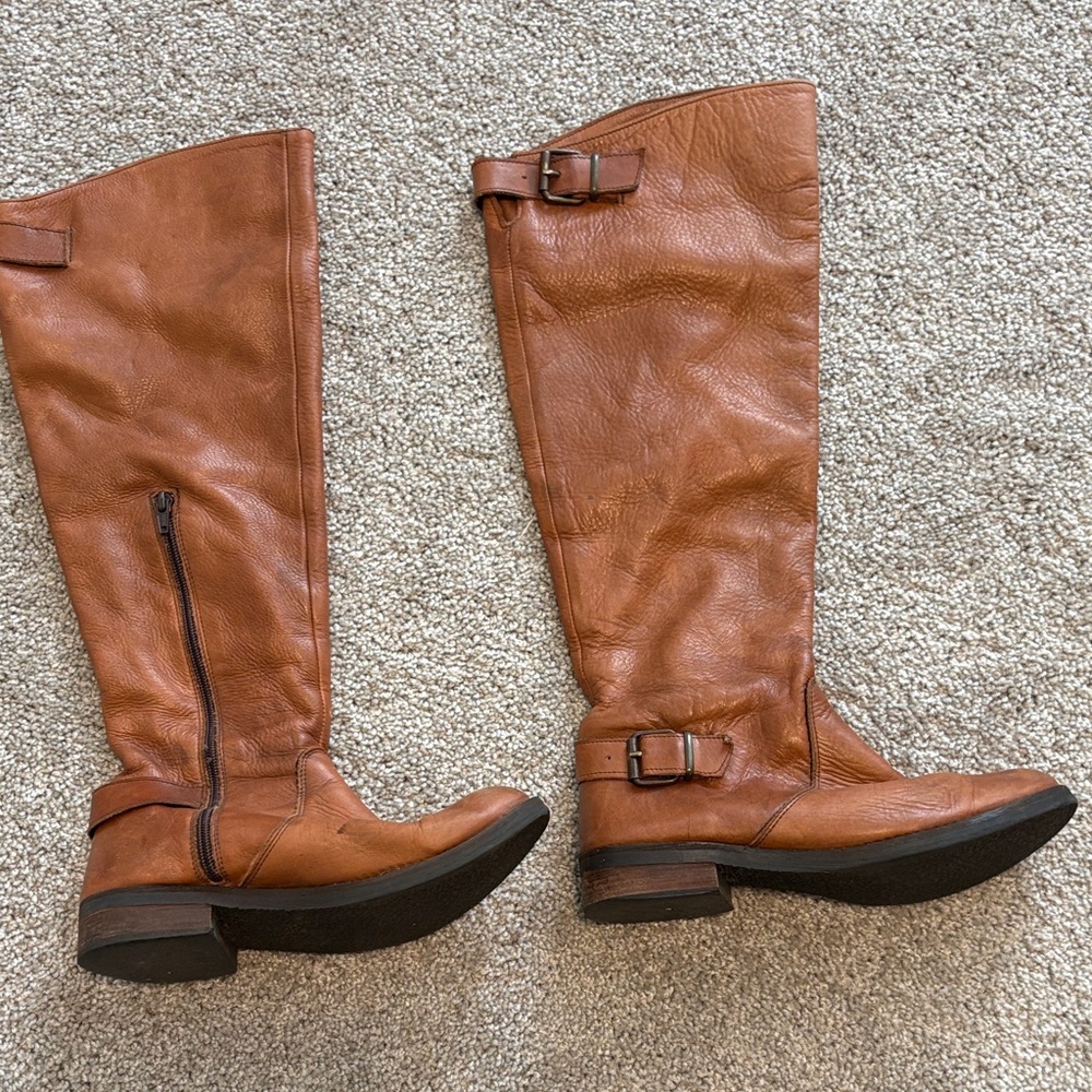 Women's Tan Leather Riding Boots